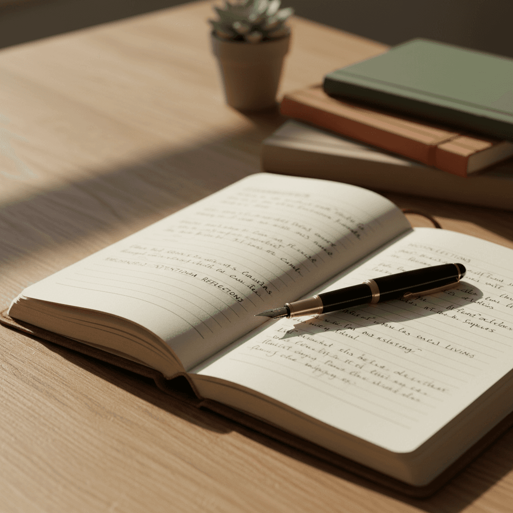 Open notebook with a hand-drawn timeline checklist and pen