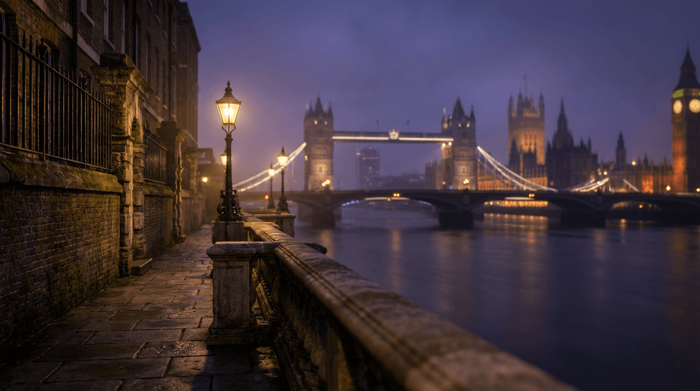 London skyline at dusk